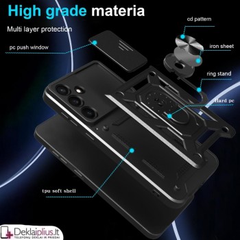 5in1 smūgiams atsparus dėklas su žiedu ir kameros apsauga (Samsung Galaxy S25 Fe)